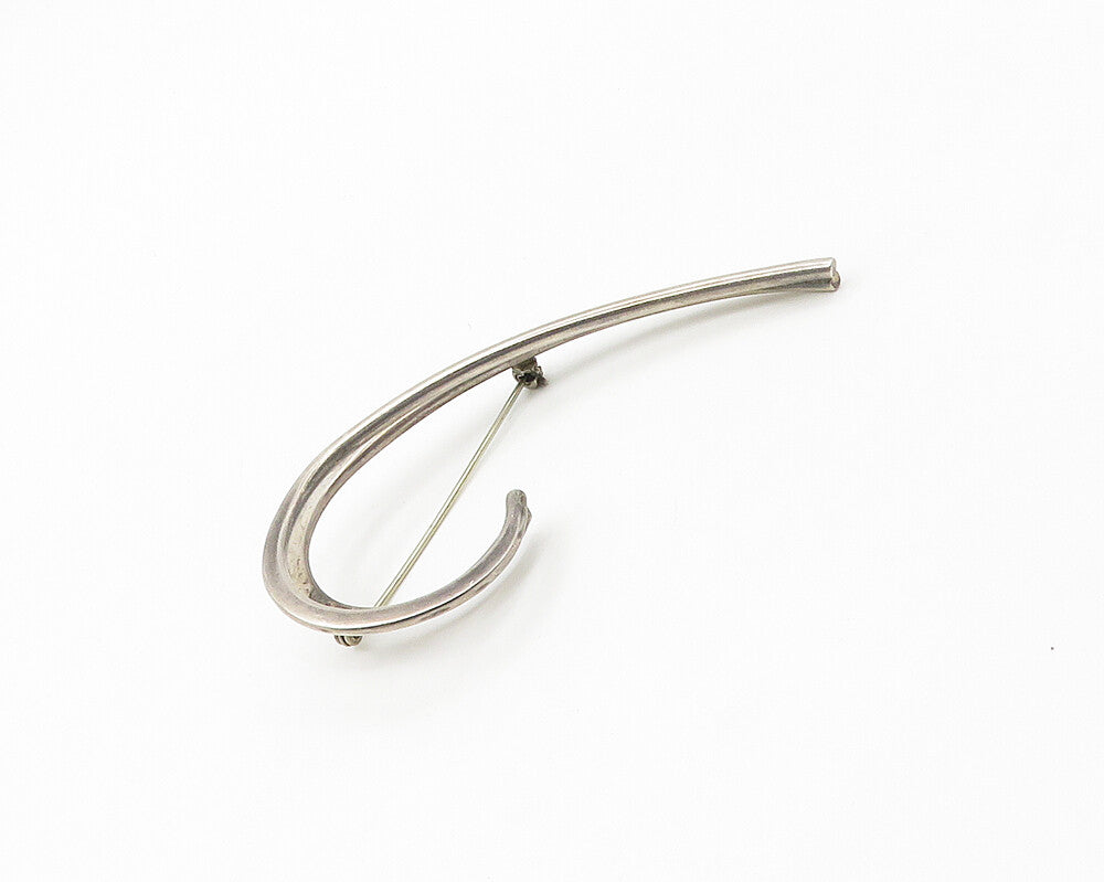 MEXICO 925 Sterling Silver  Vintage Dark Tone Smooth Swirl Brooch Pin  BP6893
