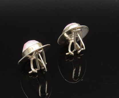 CERRO BLANCO 925 Silver  Vintage Pink Mother Of Pearl Oval Earrings  EG12245