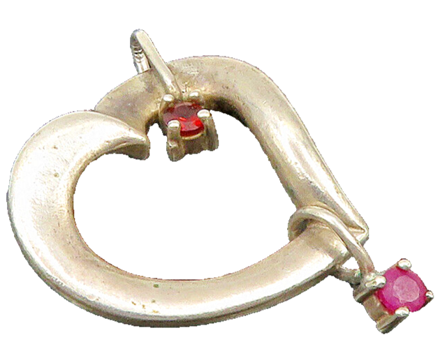 LENOX 925 Sterling Silver  Vintage Ruby & Garnet Love Heart Pendant  PT19992
