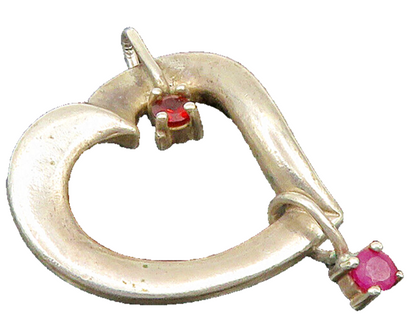 LENOX 925 Sterling Silver  Vintage Ruby & Garnet Love Heart Pendant  PT19992