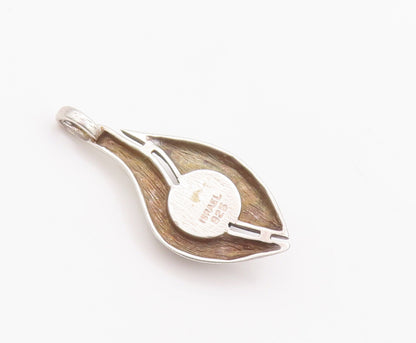 925 Sterling Silver Vintage Pendant ISRAEL Cabochon Gemstone Carved  PT22754
