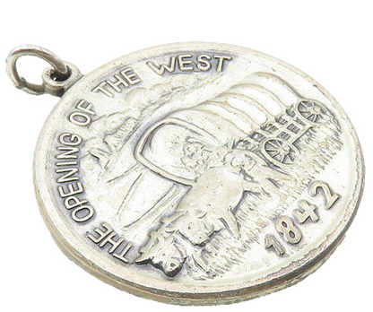 925 Sterling Silver  Vintage Industrial Era Of The West 1842 Pendant  PT7692