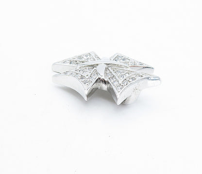 925 Sterling Silver  Sparkling Cubic Zirconia Shiny Cross Pendant  PT3304
