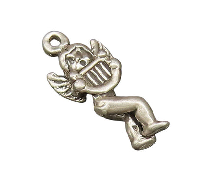 DISNEY 925 Silver  Vintage Baby Angel Playing Harp Charm Pendant  PT21519