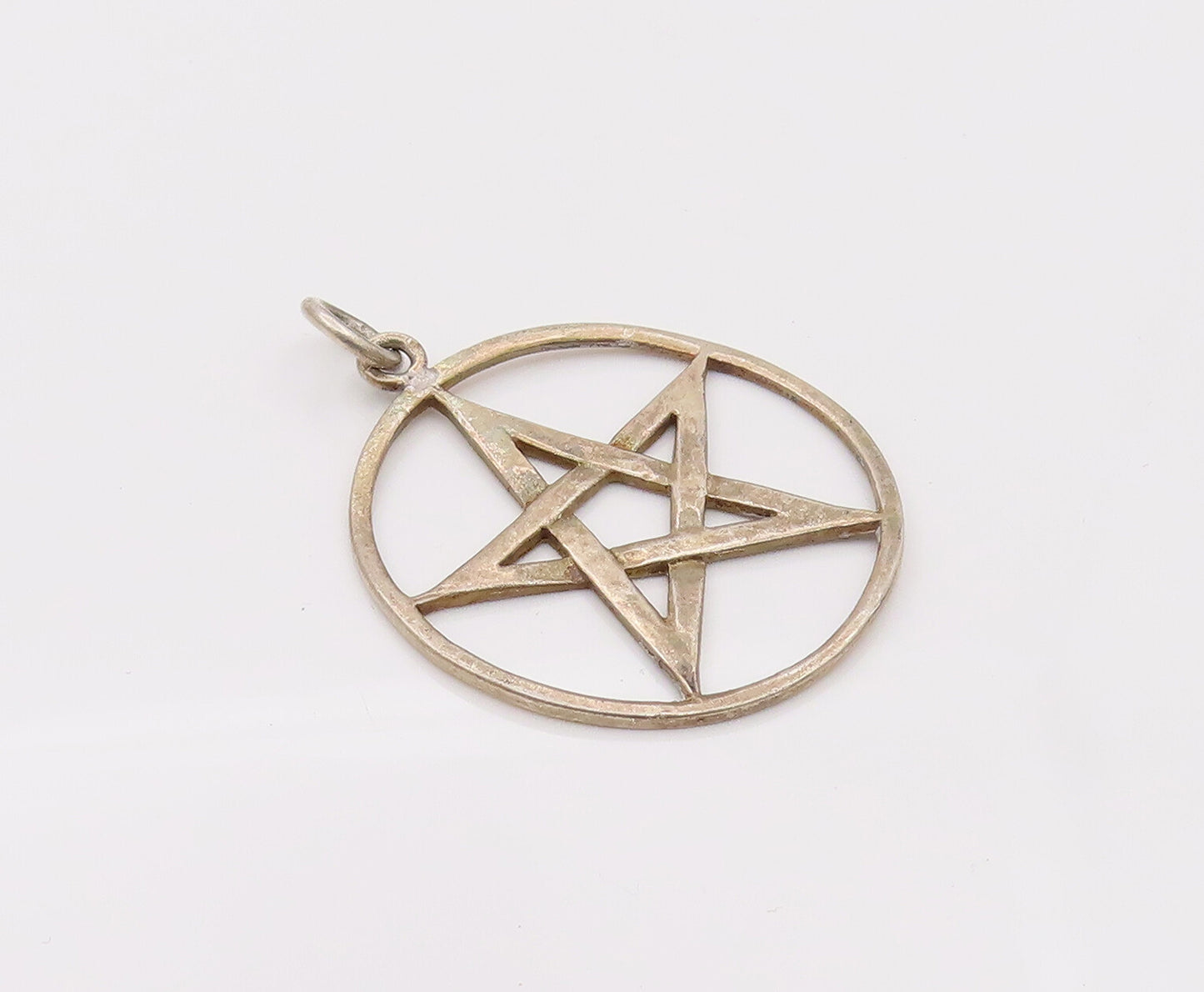925 Sterling Silver  Vintage Masonic Star Incircle Cutout Pendant  PT22095