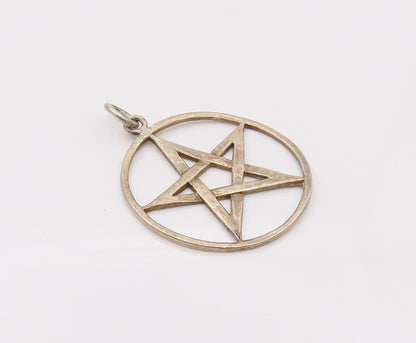 925 Sterling Silver  Vintage Masonic Star Incircle Cutout Pendant  PT22095