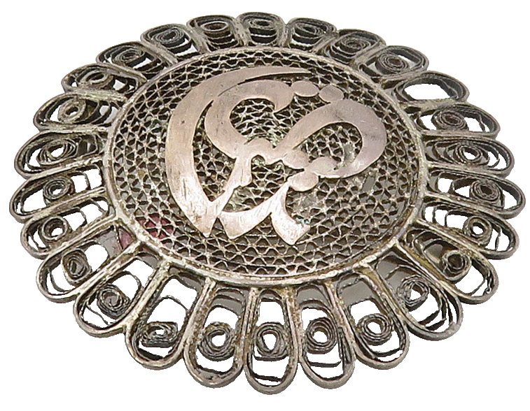 925 Sterling Silver  Vintage Antique Dark Tone Filigree Brooch Pin  BP6332