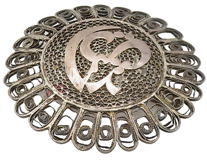 925 Sterling Silver  Vintage Antique Dark Tone Filigree Brooch Pin  BP6332