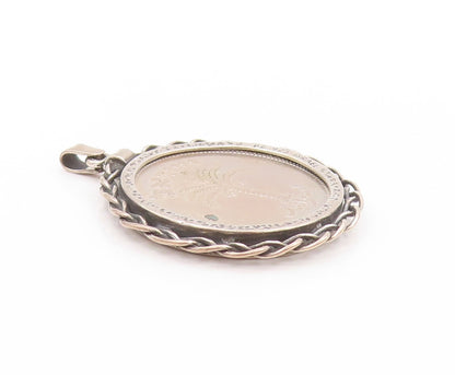 925 Sterling Silver Vintage Pendant Antique Carved Old Israel Coin  PT24228