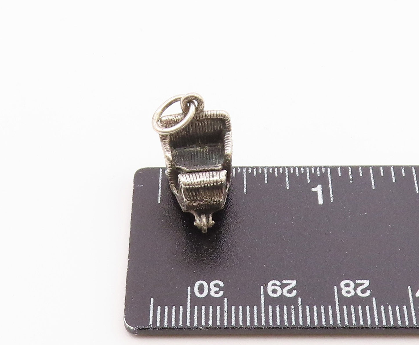 925 Sterling Silver  Vintage Petite Dark Tone Winter Sleigh Pendant  PT18653