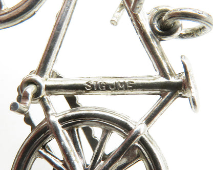 925 Sterling Silver  Vintage Shiny Bicycle Motif Drop Pendant  PT10494