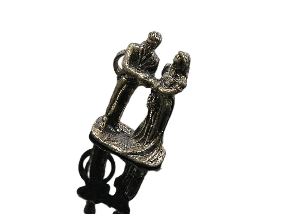 925 Sterling Silver  Vintage Oxidized Married Couple Statue Pendant  PT6582