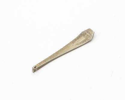 925 Sterling Silver  Vintage Dark Tone Floral Spoon Handle Pendant  PT13521