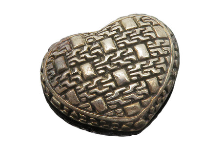 925 Sterling Silver  Vintage Dark Tone Pattern Love Heart Dome Pendant  PT9570