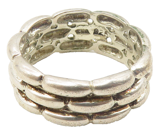 925 Sterling Silver  Vintage Shiny Brick Later Round Band Ring Sz 6  RG10222