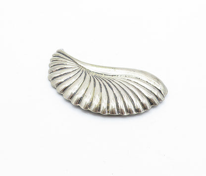 925 Sterling Silver  Vintage Dark Tone Fluted Wing Design Brooch Pin  BP2538