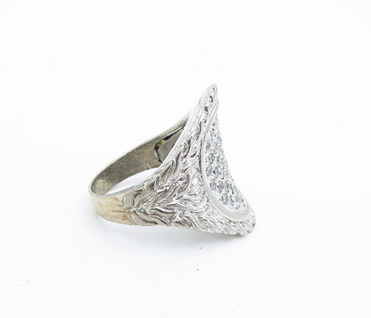 925 Silver  Vintage Cubic Zirconia Encrusted Cocktail Ring Sz 8.5  RG7159