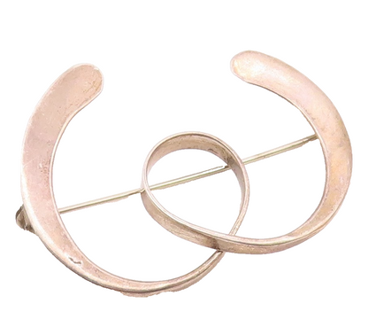 925 Sterling Silver  Vintage Shiny Smooth Swirled Brooch Pin  BP8524