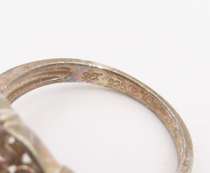 925 Sterling Silver Vintage Ring Aquamarine & Pink Topaz Band  Sz 6  RG36874