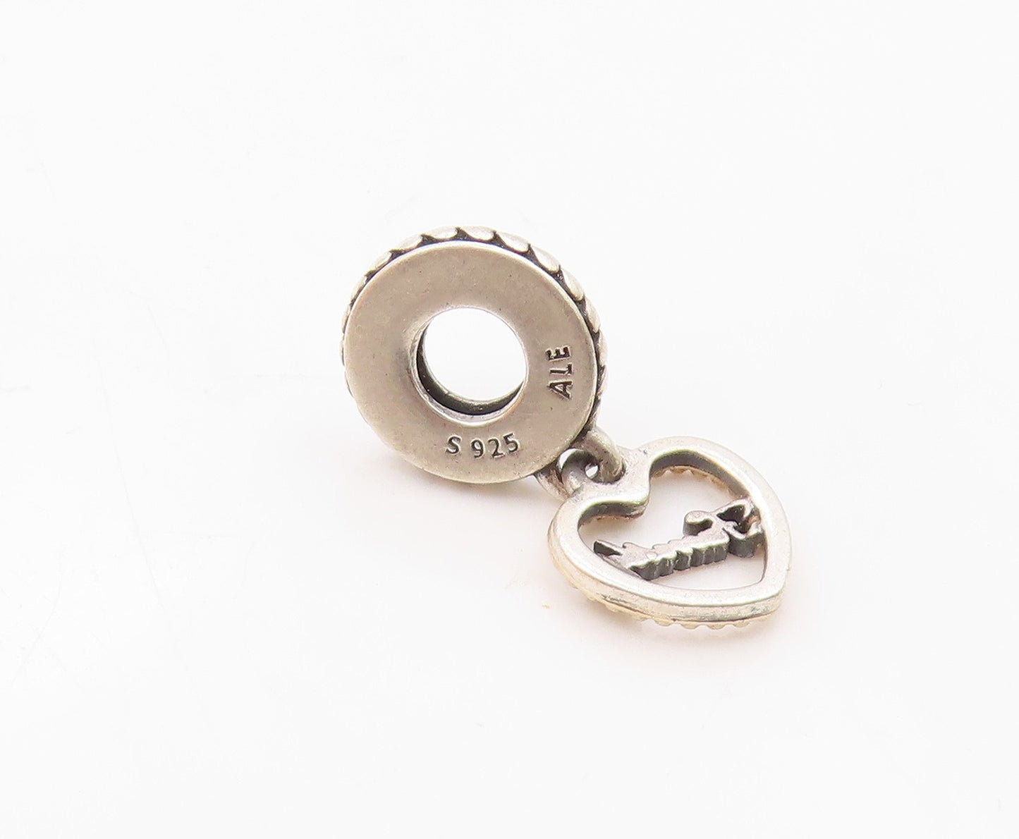 PANDORA 925 Silver & 14K GOLD  Vintage Family Love Heart Pendant  PT18721