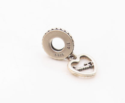 PANDORA 925 Silver & 14K GOLD  Vintage Family Love Heart Pendant  PT18721