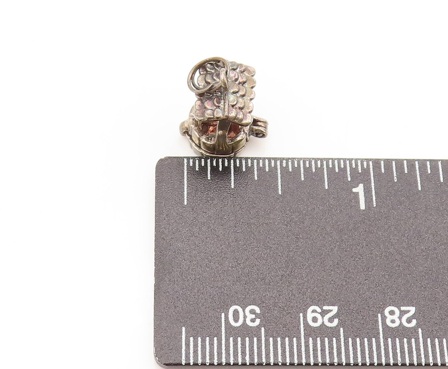 925 Sterling Silver  Vintage Mini 3D Carved Water Well Pendant  PT22230