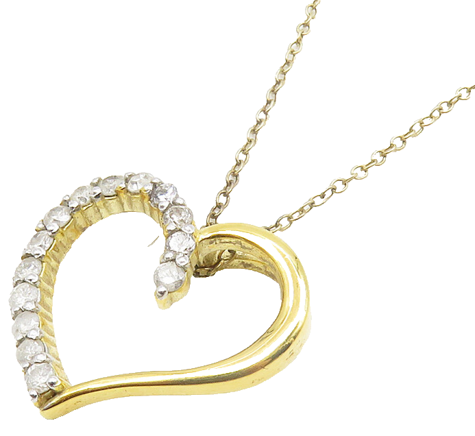 925 Sterling Silver  Genuine Diamonds Shiny Love Heart Chain Necklace  NE2005