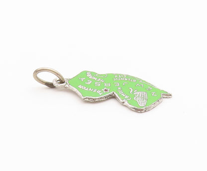 925 Sterling Silver Vintage Pendant Enamel New Jersey State Map Charm  PT26568