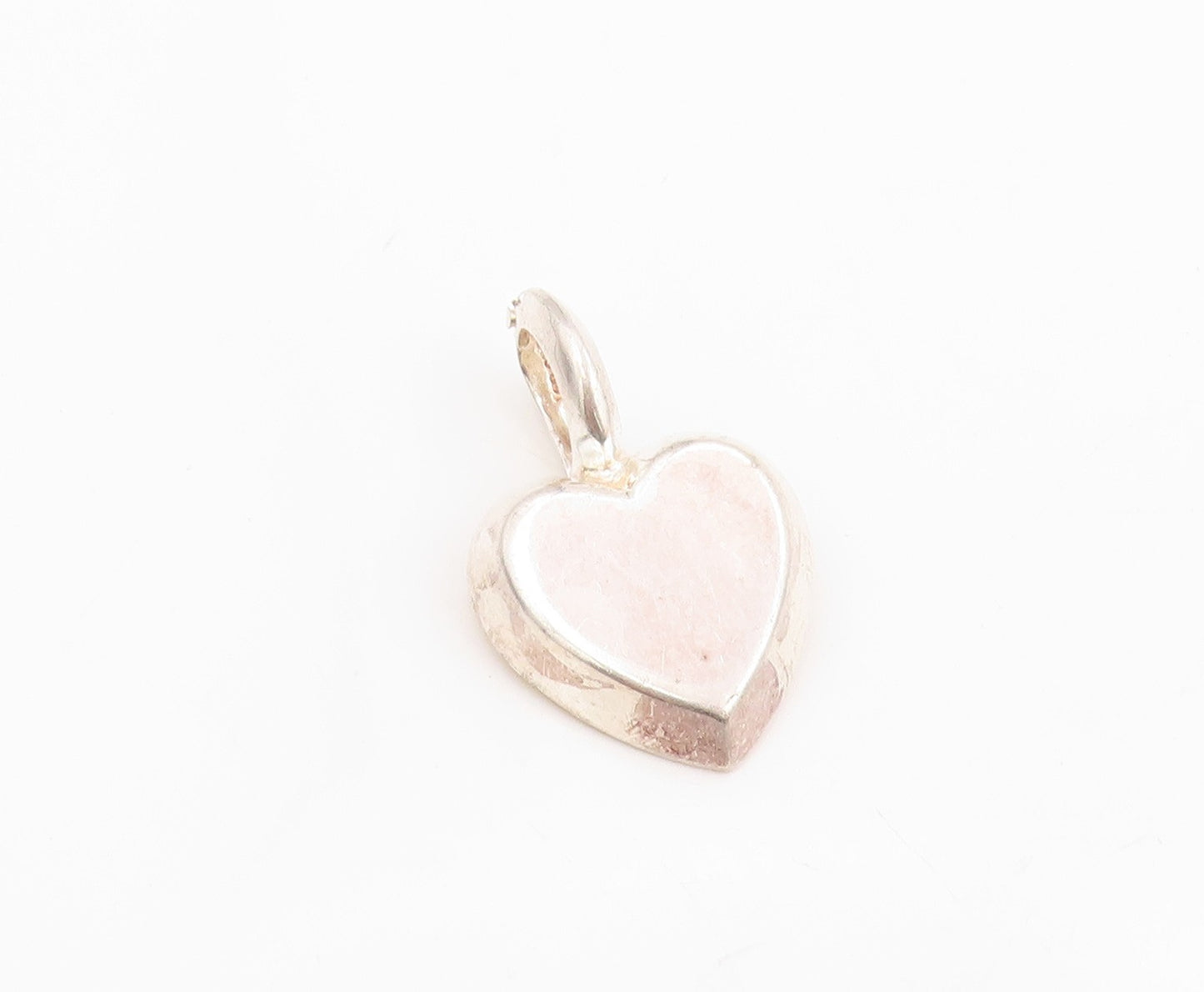 925 Sterling Silver Vintage Pendant Minimalist Solid Love Heart Charm  PT25415
