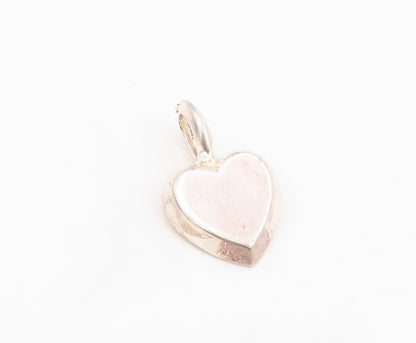 925 Sterling Silver Vintage Pendant Minimalist Solid Love Heart Charm  PT25415