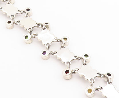 925 Sterling Silver Vintage Bracelet NICKY BUTLER Multi Gemstone Link  BT12231