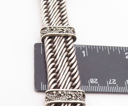 925 Sterling Silver Vintage Bracelet Solid Scrollwork Braided Chain  BT11823