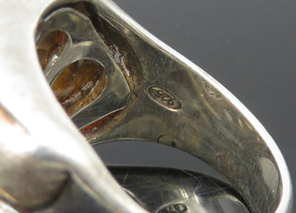 925 Sterling Silver  Vintage Fluted Square Design Band Ring Sz 6  RG23198