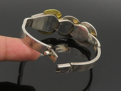 MEXICO 925 Silver  Vintage Two Tone Graduated Half Circle Link Bracelet BT9461