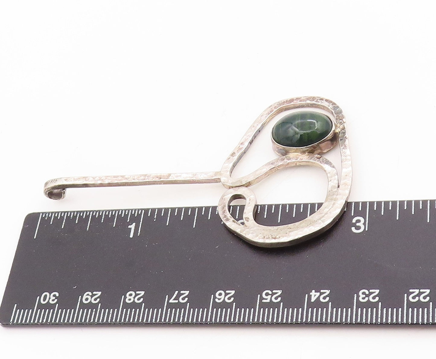 925 Sterling Silver Vintage Pendant Cabochon Gemstone Modernist Locket  PT25448
