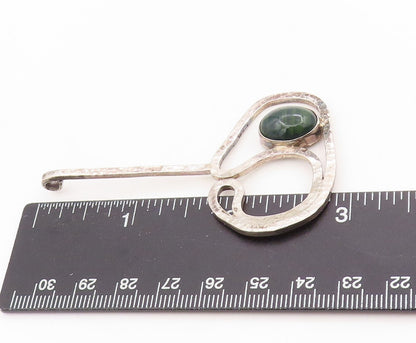 925 Sterling Silver Vintage Pendant Cabochon Gemstone Modernist Locket  PT25448