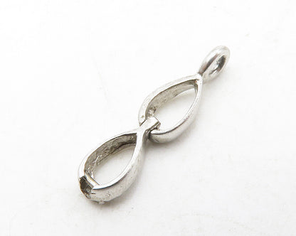 925 Sterling Silver  Petite Genuine Diamond Open Tear Drop Pendant  PT10376