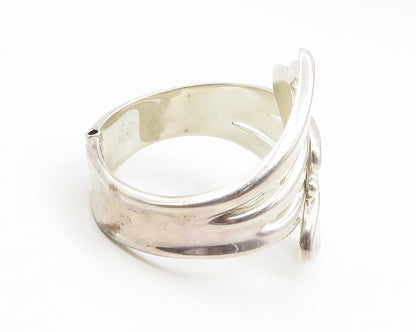 MEXICO 925 Sterling Silver  Vintage Modernist Bypass Cuff Bracelet  BT5173