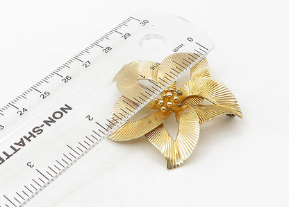 PIER 925 Sterling Silver  Vintage Shiny Gold Plated Flower Brooch Pin  BP8438