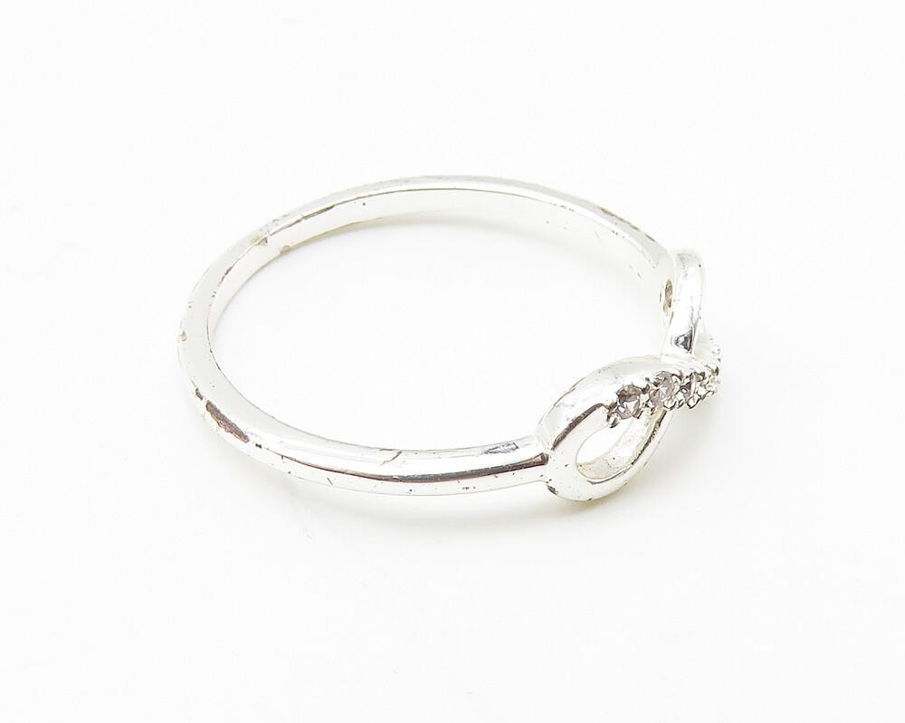 925 Sterling Silver  Topaz Shiny Infinity Symbol Band Ring Sz 7  RG10356