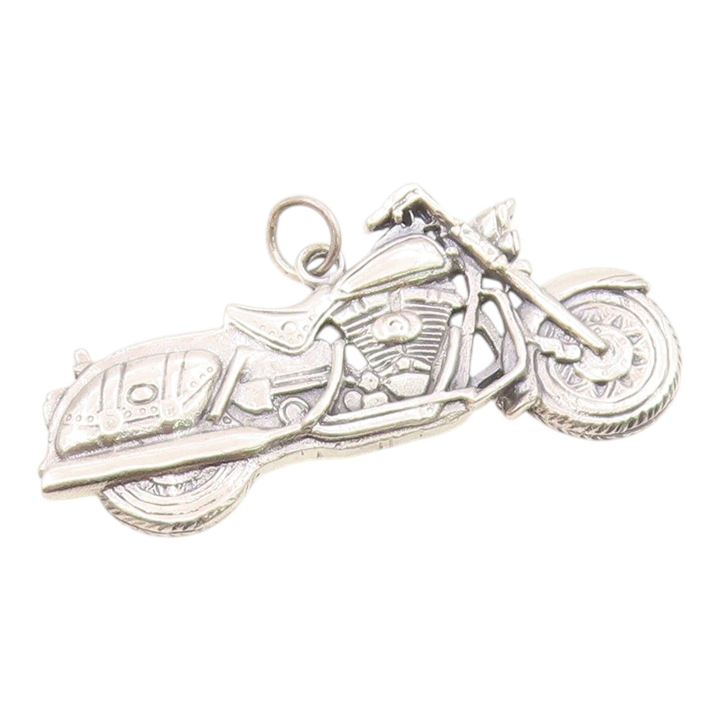 925 Sterling Silver   Vintage Shiny Motorcycle Drop Pendant  PT18252