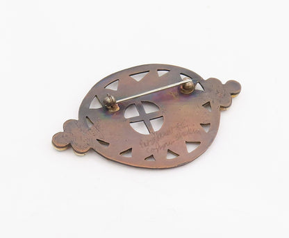 925 Sterling Silver Vintage Brooch Pin PAT GARRETT Turquoise Sunburst  BP12218