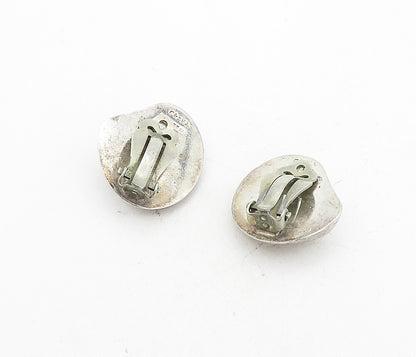 MEXICO 925 Sterling Silver  Vintage Smooth Hollow Non Pierce Earrings  EG4170