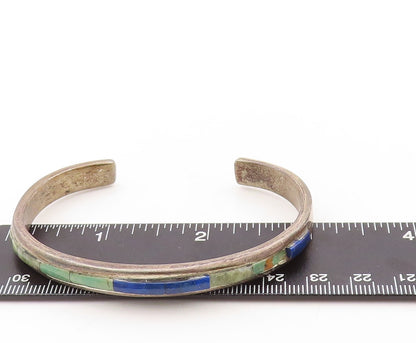 925 Sterling Silver Vintage Bracelet CHIMNEY BUTTE NAVAJO Gemstone Cuff  BT10902