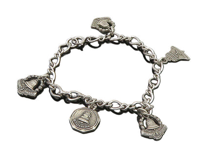 925 Sterling Silver  Vintage Shiny Attendance Award Charm Bracelet  BT7820