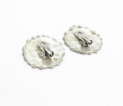 925 Sterling Silver  Vintage Modernist Sculpted Non Pierce Earrings  EG2410