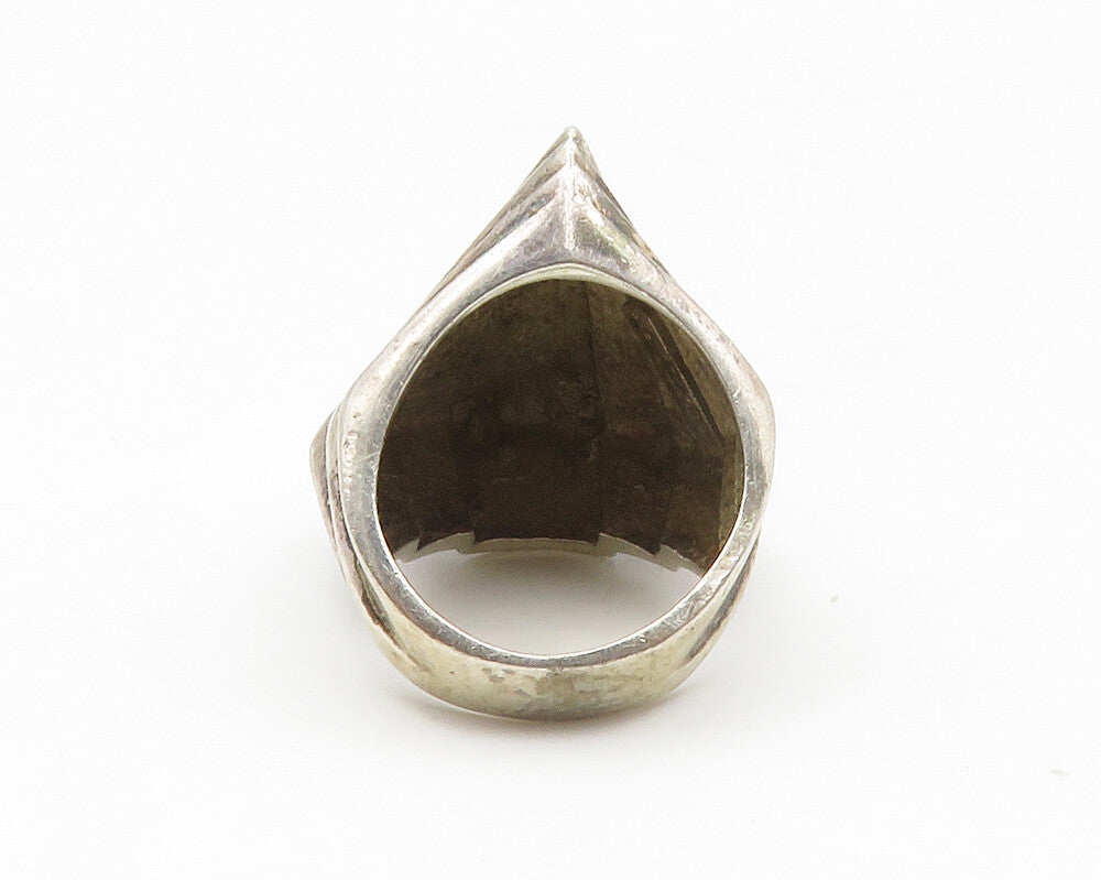 KRYPELL 925 Silver  Vintage Modernist Dark Tone Petite Band Ring Sz 4  RG14207