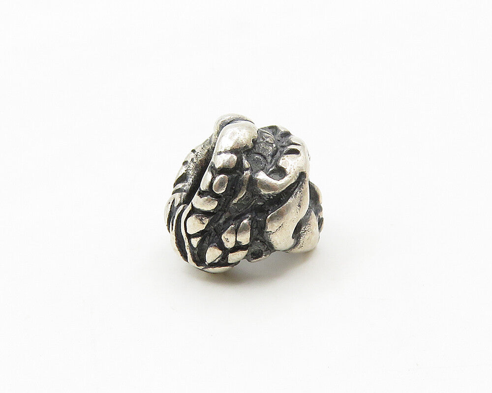 925 Sterling Silver  Vintage Petite Chiseled Detail Bead Pendant  PT13928