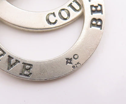 925 Sterling Silver Vintage Bracelet Believe & Courage Interlocking Ring BT12070