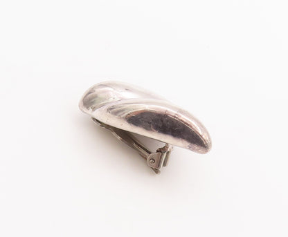 925 Sterling Silver Vintage Earrings Swirly Solid Carved Coffee Bean  EG12857